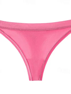 Clearance Men's Basic Panties Boyshorts G-strings & Thongs Panties 1 PC Underwear Simple Romantic Sexy Pure Color Cotton Low Waist Petite Sexy Black Pink Wine XS S M Home Outfits Women Lingerie