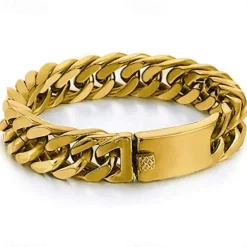 Discount mens chain bracelet 316l stainless steel black punk double curb cuban rombo link 14mm fits 7inch wrist Women Trendy Jewelry