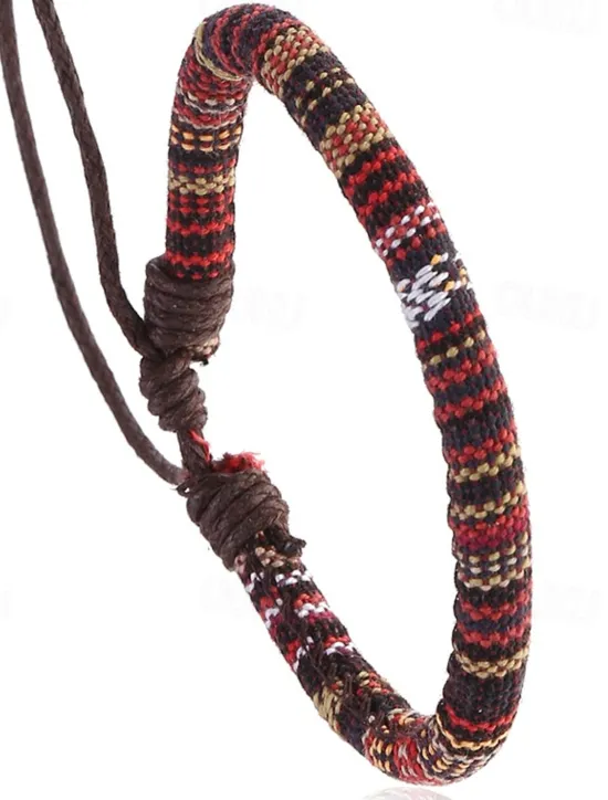 Hot Men's Women's Loom Bracelet Plaited Wrap Candy Fashion Simple Polyamide Bracelet Jewelry Red / Blue / Rainbow For Daily Holiday Festival Women Trendy Jewelry