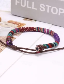 Hot Men's Women's Loom Bracelet Plaited Wrap Candy Fashion Simple Polyamide Bracelet Jewelry Red / Blue / Rainbow For Daily Holiday Festival Women Trendy Jewelry
