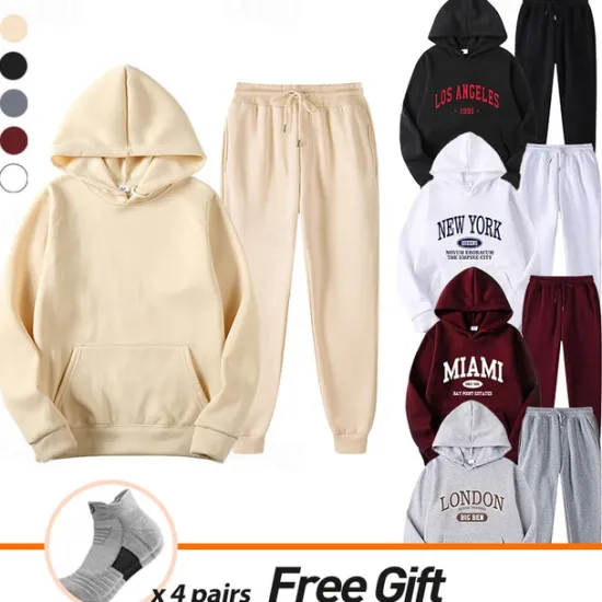 Hot Men's Women's Tracksuit Sweatsuit Casual Fall Long Sleeve Velvet Thermal Warm Soft Fitness Running Jogging Sportswear Activewear Solid Colored Dark Grey Black White Women Two Piece Sets