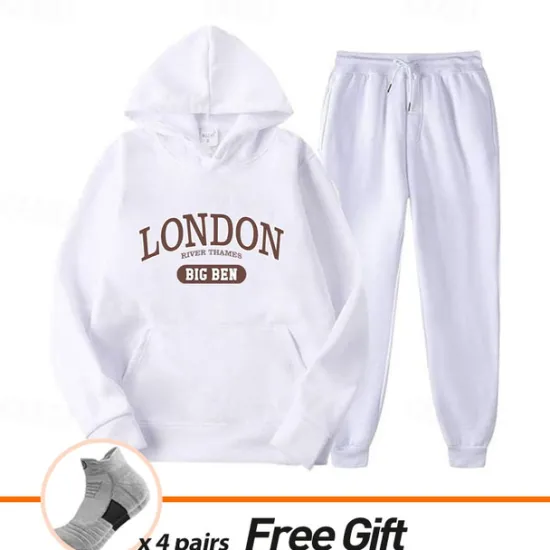 Hot Men's Women's Tracksuit Sweatsuit Casual Fall Long Sleeve Velvet Thermal Warm Soft Fitness Running Jogging Sportswear Activewear Solid Colored Dark Grey Black White Women Two Piece Sets