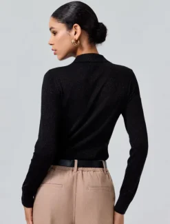 Sale Minimalist Wool Blend Polo Knitwear Women Pullovers & Tops