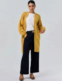 Online Mohair Bishop Sleeve Casual Daily Knit Cardigan Women Cardigans & Outerwears