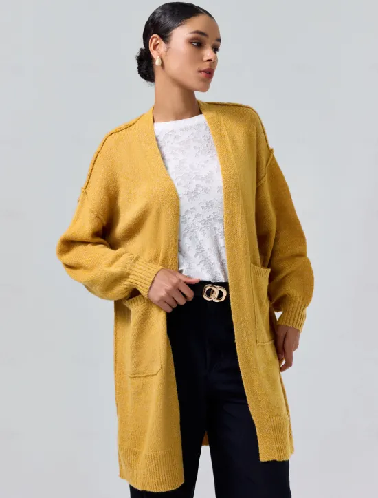 Online Mohair Bishop Sleeve Casual Daily Knit Cardigan Women Cardigans & Outerwears