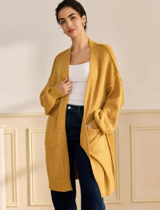 Online Mohair Bishop Sleeve Casual Daily Knit Cardigan Women Cardigans & Outerwears