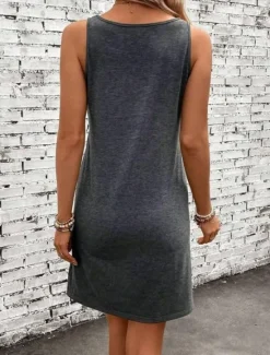 Discount Mother's Day Women's Mini Dress A Line Dress Summer Dress Off The Shoulder Dress Casual Semi Formal Party Daily Holiday Loose Fit Graphic Letter Sleeveless U Neck Black Gray Summer Women Casual Dress