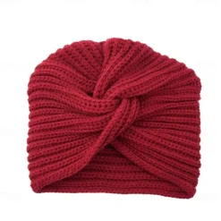 Sale Muslim Inner Hijab Caps Bohemia Turban Cross Wrap Head Indian Hat Knitting Hijab Bonnet Turbante Cap for Women Wear Women Hats