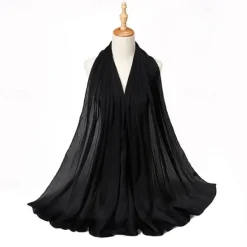 Hot Muslim Scarf Crinkled Shawl Women Abaya Solid Hijab Ramadan Hijabs For Woman Abayas Dress Turban Instant Scarf Women Scarves