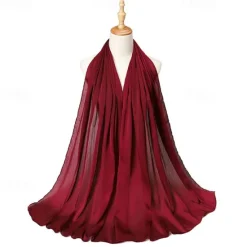 Hot Muslim Scarf Crinkled Shawl Women Abaya Solid Hijab Ramadan Hijabs For Woman Abayas Dress Turban Instant Scarf Women Scarves