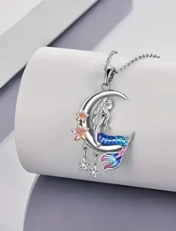 Hot Necklace Chrome Women's Fashion Cute Classic Geometrical Mermaid Lovely Geometric Necklace For Party Valentine's Day Street Women Spring Accessories