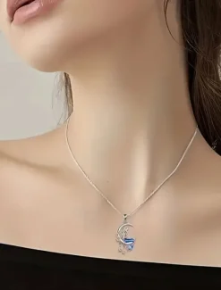 Hot Necklace Chrome Women's Fashion Cute Classic Geometrical Mermaid Lovely Geometric Necklace For Party Valentine's Day Street Women Spring Accessories