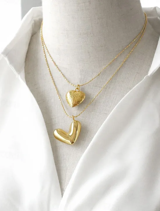Sale Necklace Copper Women's Fashion Cute Classic Heart Lovely Heart Shape Necklace For Daily Valentine's Day Women Trendy Jewelry