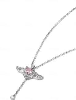 Online Necklace Copper Women's Fashion Cute Classic Angel Lovely Heart Shape Necklace For Party Daily Valentine's Day Women Spring Accessories