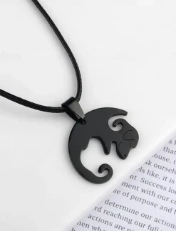 Hot Necklace Stainless Steel Women's Fashion Cute Two tone Animal Lovely Round Heart Shape Necklace For Valentine's Day Birthday Gift Women Trendy Jewelry