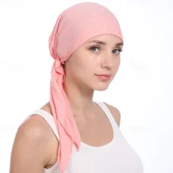 New New Elastic Cotton Solid Color Wrap Head Scarf Hats Muslim Turban Bonnet For Women Inner Hijab Hat Fashion Female Turbantes Caps Women Hats