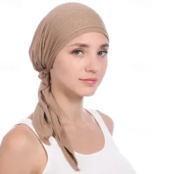 New New Elastic Cotton Solid Color Wrap Head Scarf Hats Muslim Turban Bonnet For Women Inner Hijab Hat Fashion Female Turbantes Caps Women Hats