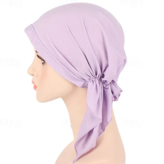 Best New Elastic Solid Color Wrap Head Scarf Hats Muslim Turban Bonnet For Women Inner Hijab Hat Fashion Female Turbantes Caps Women Hats