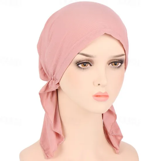 Best New Elastic Solid Color Wrap Head Scarf Hats Muslim Turban Bonnet For Women Inner Hijab Hat Fashion Female Turbantes Caps Women Hats
