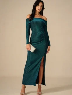 New New Year Women's Maxi Dress Bodycon Dress Elegant Party Formal Wedding Party Slim Solid Color Long Sleeve Off Shoulder Spring Fall Winter Women Cocktail Dress