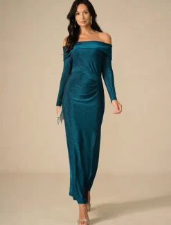 New New Year Women's Maxi Dress Bodycon Dress Elegant Party Formal Wedding Party Slim Solid Color Long Sleeve Off Shoulder Spring Fall Winter Women Cocktail Dress