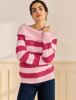 Outlet Off Shoulder Ribbed Knit Wool Blend Fall / Winter Causal Sweater Women Ugly Sweater