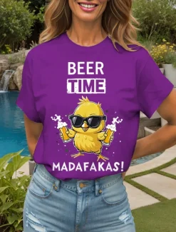 Discount Oktoberfest Women's T Shirt Graphic Animal Letter Vintage Stylish Classic Short Sleeve Crew Neck Round Neck Regular Tops Daily Weekend Print Black White Yellow Red Blue Summer Spring Women T-Shirts