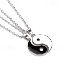 Outlet 1pair yin yang pendant chain necklace for women or men adjustable 2 pcs best friend black choker necklaces for couples Women Trendy Jewelry