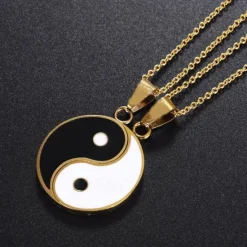 Outlet 1pair yin yang pendant chain necklace for women or men adjustable 2 pcs best friend black choker necklaces for couples Women Trendy Jewelry