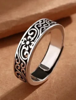 1PC Adjustable Ring For Men's Women's Gift Daily Date Alloy Retro Joy Women Trendy Jewelry