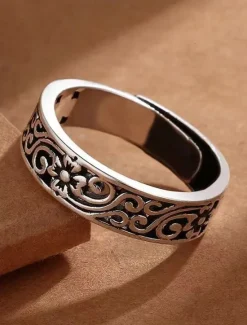 1PC Adjustable Ring For Men's Women's Gift Daily Date Alloy Retro Joy Women Trendy Jewelry