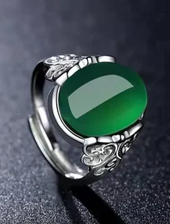 1PC Adjustable Ring For Women's Blue Gift Daily Date Resin Alloy Retro Joy Women Trendy Jewelry
