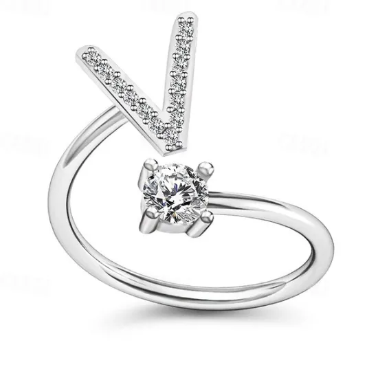 Hot 1PC Band Ring For Men's Women's Crystal White Alloy Classic Women Trendy Jewelry