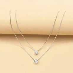 Outlet 1PC Chain Necklace Layered Necklace For Women's Crystal Clear Wedding Party Evening Daily Crystal Alloy Heart Women Trendy Jewelry