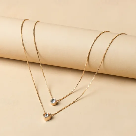 Outlet 1PC Chain Necklace Layered Necklace For Women's Crystal Clear Wedding Party Evening Daily Crystal Alloy Heart Women Trendy Jewelry