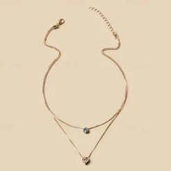 Outlet 1PC Chain Necklace Layered Necklace For Women's Crystal Clear Wedding Party Evening Daily Crystal Alloy Heart Women Trendy Jewelry