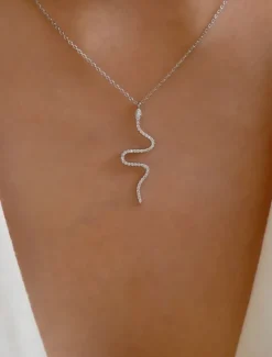 1PC Chain Necklace Long Necklace For Women's Daily Alloy Snake Snake Women Trendy Jewelry