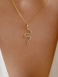 1PC Chain Necklace Long Necklace For Women's Daily Alloy Snake Snake Women Trendy Jewelry