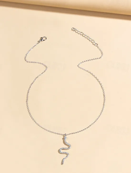 1PC Chain Necklace Long Necklace For Women's Daily Alloy Snake Snake Women Trendy Jewelry