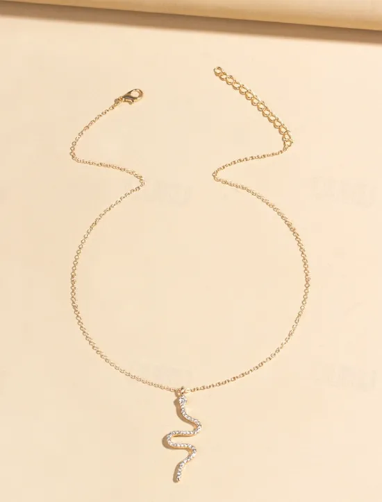 1PC Chain Necklace Long Necklace For Women's Daily Alloy Snake Snake Women Trendy Jewelry