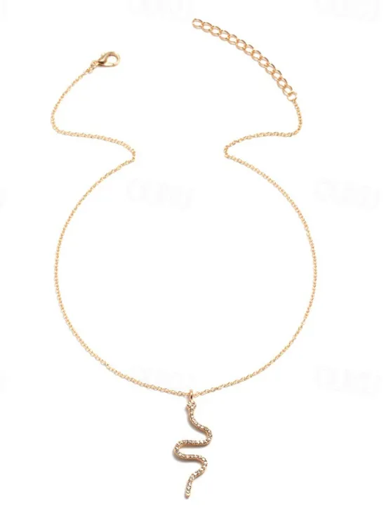 1PC Chain Necklace Long Necklace For Women's Daily Alloy Snake Snake Women Trendy Jewelry