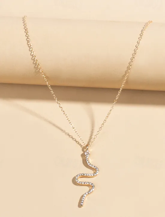 1PC Chain Necklace Long Necklace For Women's Daily Alloy Snake Snake Women Trendy Jewelry