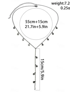 Discount 1PC Long Necklace For Women's Party Evening Daily Alloy Long Star Women Trendy Jewelry