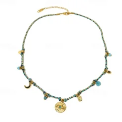 Online 1PC Necklace For Women's Street Daily Alloy Retro Coin Women Trendy Jewelry