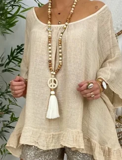 Sale 1PC Necklace For Women's Street Daily Wooden Crystal Stone Long Women Trendy Jewelry