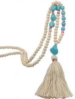 Sale 1PC Necklace For Women's Street Daily Wooden Crystal Stone Long Women Trendy Jewelry