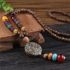 Online 1PC Pendant Necklace Beaded Necklace For Men's Women's Synthetic Ruby Red Party Evening Street Gift Wooden Resin Alloy Beads Animal Women Trendy Jewelry