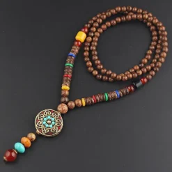 Online 1PC Pendant Necklace Beaded Necklace For Men's Women's Synthetic Ruby Red Party Evening Street Gift Wooden Resin Alloy Beads Animal Women Trendy Jewelry