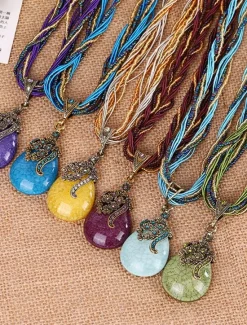 1PC Pendant Necklace For Women's Wedding Street Birthday Party Alloy Water Drop Necklace Pear Women Trendy Jewelry