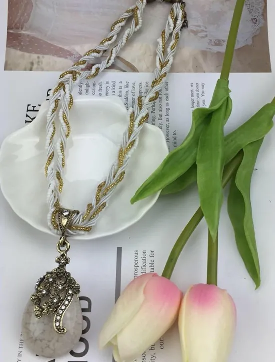 1PC Pendant Necklace For Women's Wedding Street Birthday Party Alloy Water Drop Necklace Pear Women Trendy Jewelry
